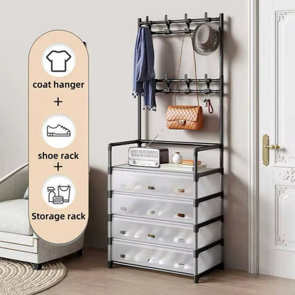 Etagére de rangement pour manteaux et chaussures à 5 couches suspendue
