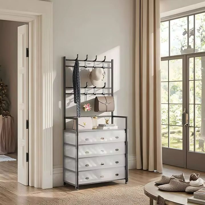 Etagére de rangement pour manteaux et chaussures à 5 couches suspendue
