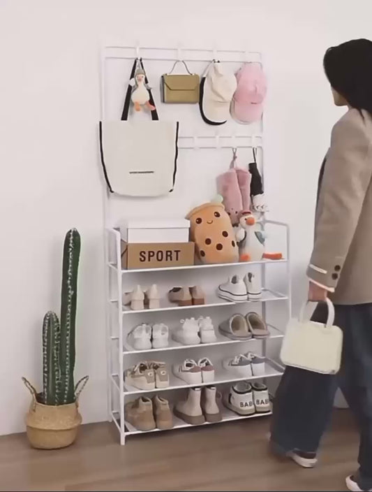 Etagére de rangement pour manteaux et chaussures à 5 couches suspendue